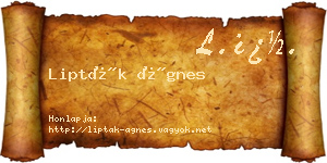 Lipták Ágnes névjegykártya